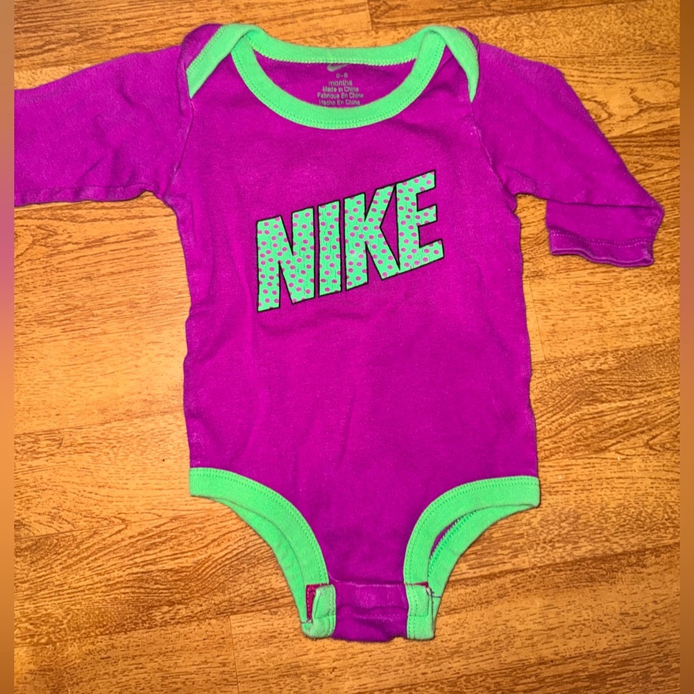 Nike Purple One-Piece Bodysuit with Green Trim